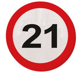 Folat Panneau de signalisation en serviette 21 ans 20 pièces