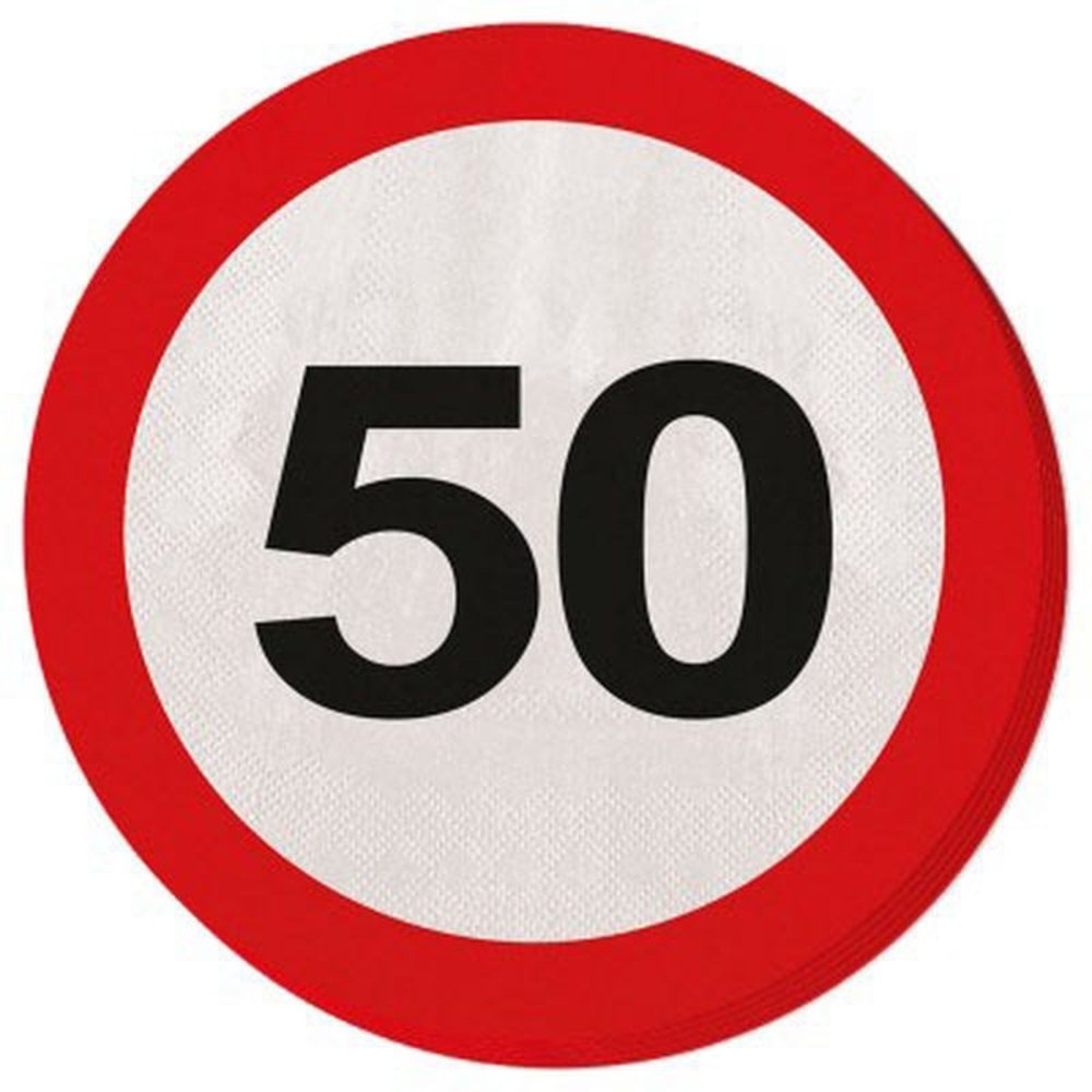 Servet Verkeersbord 50 jaar 20 stuks Servet Verkeersbord 50 jaar 20 stuks