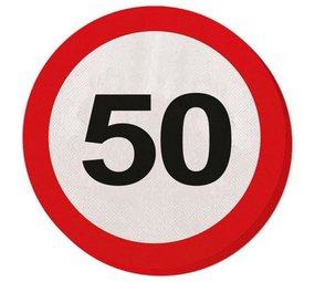 Panneau de signalisation en serviette : 50 ans, 20 pièces