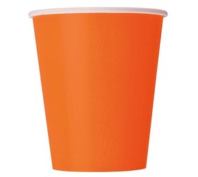 Unique Party Orange Cups 270 ml | 14 pieces