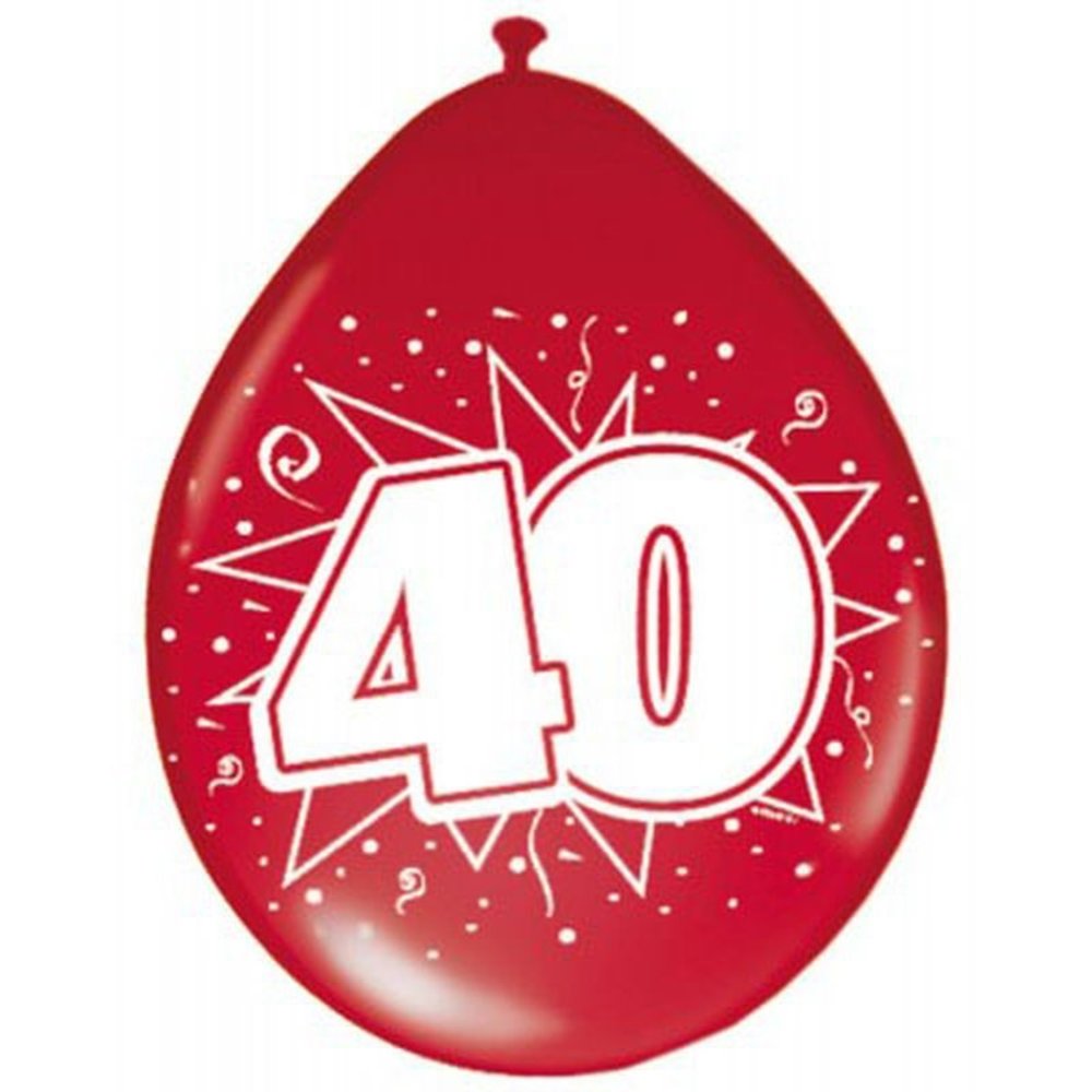 Ballon 40 jaar robijn - rood 8 stuks Ballon 40 jaar robijn - rood 8 stuks