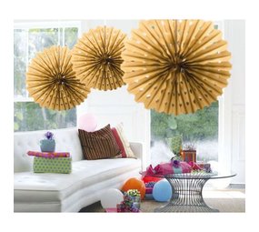 Honeycomb waaier goud 45cm | per stuk Honeycomb waaier goud 45cm | per stuk
