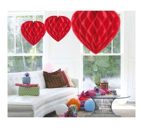 Rotes Herz in Wabenform | 30 cm