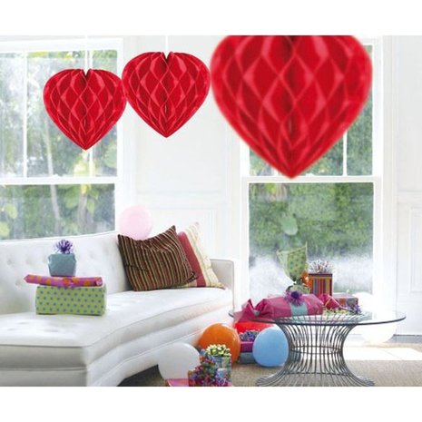 Rotes Herz in Wabenform | 30 cm