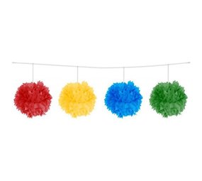Folat Pompom Slinger Multi Kleuren 3mtr | per stuk Folat Pompom Slinger Multi Kleuren 3mtr | per stuk
