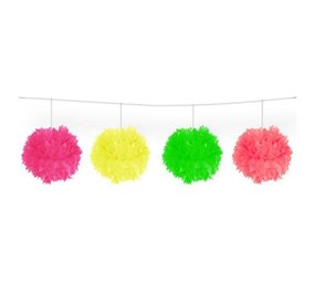 Folat Guirlande de pompons aux couleurs néon, 3 mètres | à l'unité