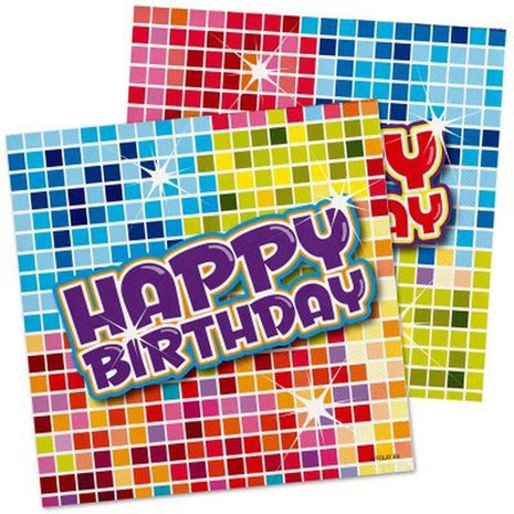 Folat Servetten Birthday Blocks 25x25cm | 16 stuks