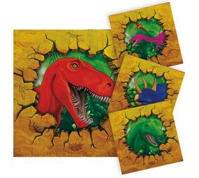 Folat Dinosaurier-Servietten für Dino-Partys, 25 x 25 cm | 16 Stück