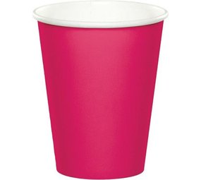 Magentafarbener Pappbecher für heiße Getränke, 350 ml | 8 Stück