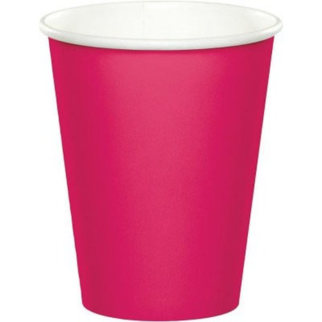 Gobelets chauds en carton magenta 350 ml | 8 pièces
