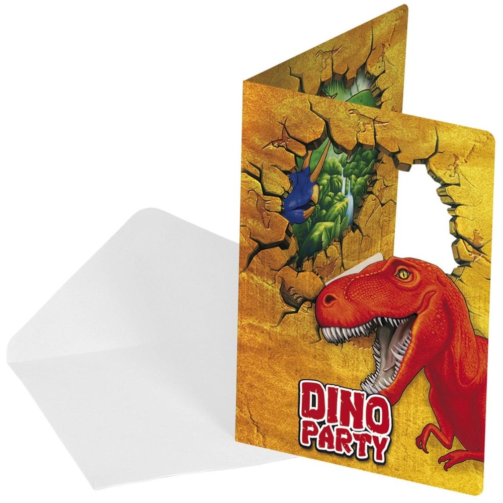 Folat Invitation dinosaure pour une fête d'anniversaire | 6 pièces