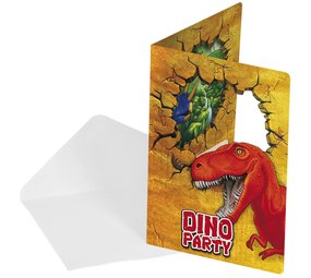 Folat Invitation dinosaure pour une fête d'anniversaire | 6 pièces