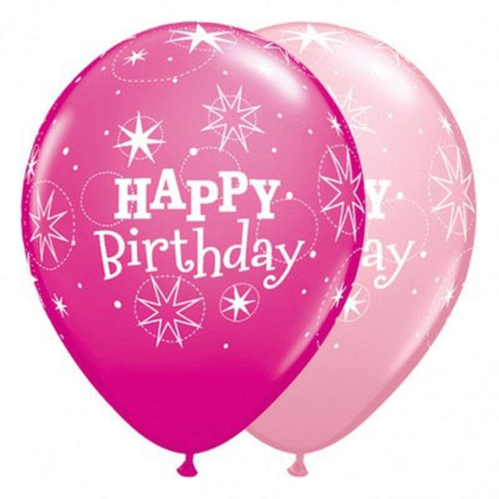 Ballons « Joyeux anniversaire » rose clair et rose foncé | 25 pièces