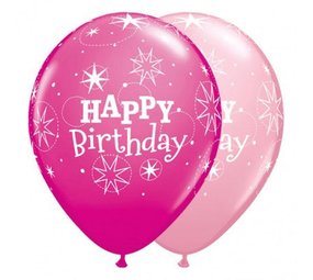 Ballon Happy Birthday licht- en donkerroze | 25 stuks Ballon Happy Birthday licht- en donkerroze | 25 stuks