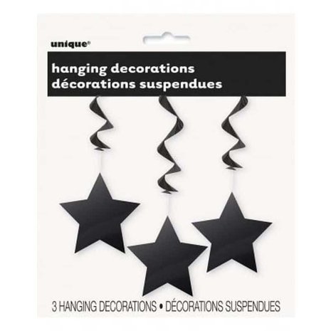 Black star swirl decoration | 3 pieces