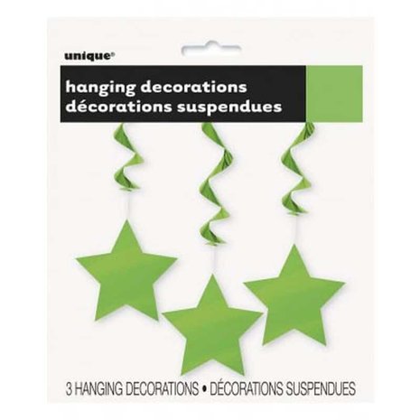 Unique Party Decoration Swirl Star Lime Green 66cm | 3 pieces