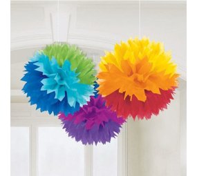 Riethmüller Regenbogenfarbene Pompons, 40 cm | 3 Stück