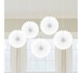 Amscan Mini Fans White 15cm | 5 pieces