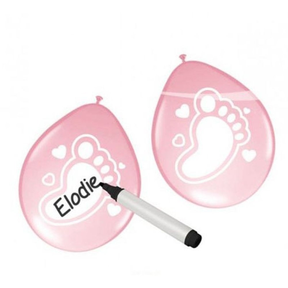Pink writable baby girl balloon | 6 pieces