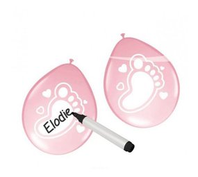 Ballon schrijfbaar baby girl roze | 6 stuks Ballon schrijfbaar baby girl roze | 6 stuks