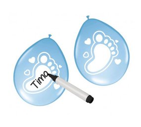 Ballon schrijfbaar baby boy blauw | 6 stuks