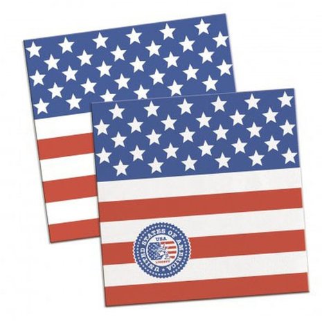 Serviettes de table USA Party 25x25cm, lot de 20