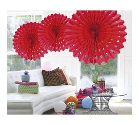 Wabenförmiger Fächer, rot | 45 cm