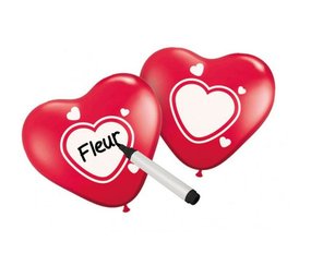 Folat Roter, herzförmiger, beschreibbarer Ballon | 6 Stück