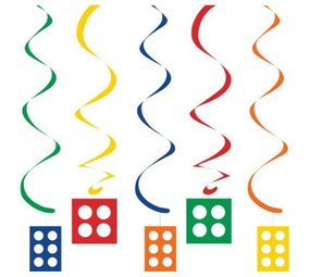 Creative Converting Lego Hängende Deko-Wirbel 76-99 cm | 5 Stück