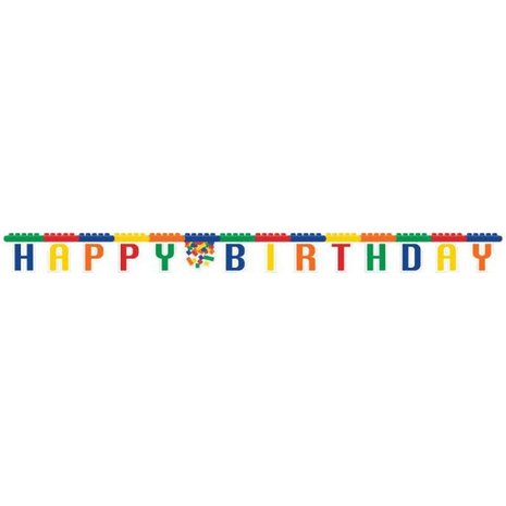 Creative Converting Lego Block Party Letterslinger Happy Birthday 16x213cm | per stuk Creative Converting Lego Block Party Letterslinger Happy Birthday 16x213cm | per stuk