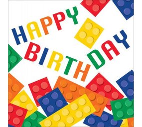 Creative Converting Serviettes de table Lego Block Party « Joyeux anniversaire » 33 x 33 cm | 16 pièces