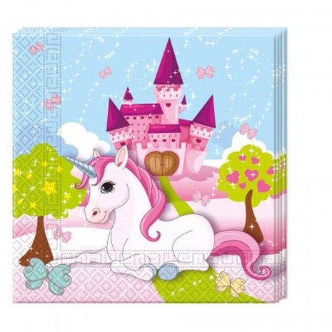 Procos Party Eenhoorn Castle Servetten 33x33cm | 20 stuks