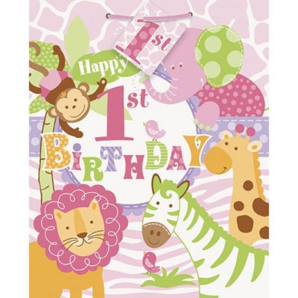 Amscan Sac cadeau moyen pour fille safari (1 an). Amscan Sac cadeau moyen pour fille safari (1 an).
