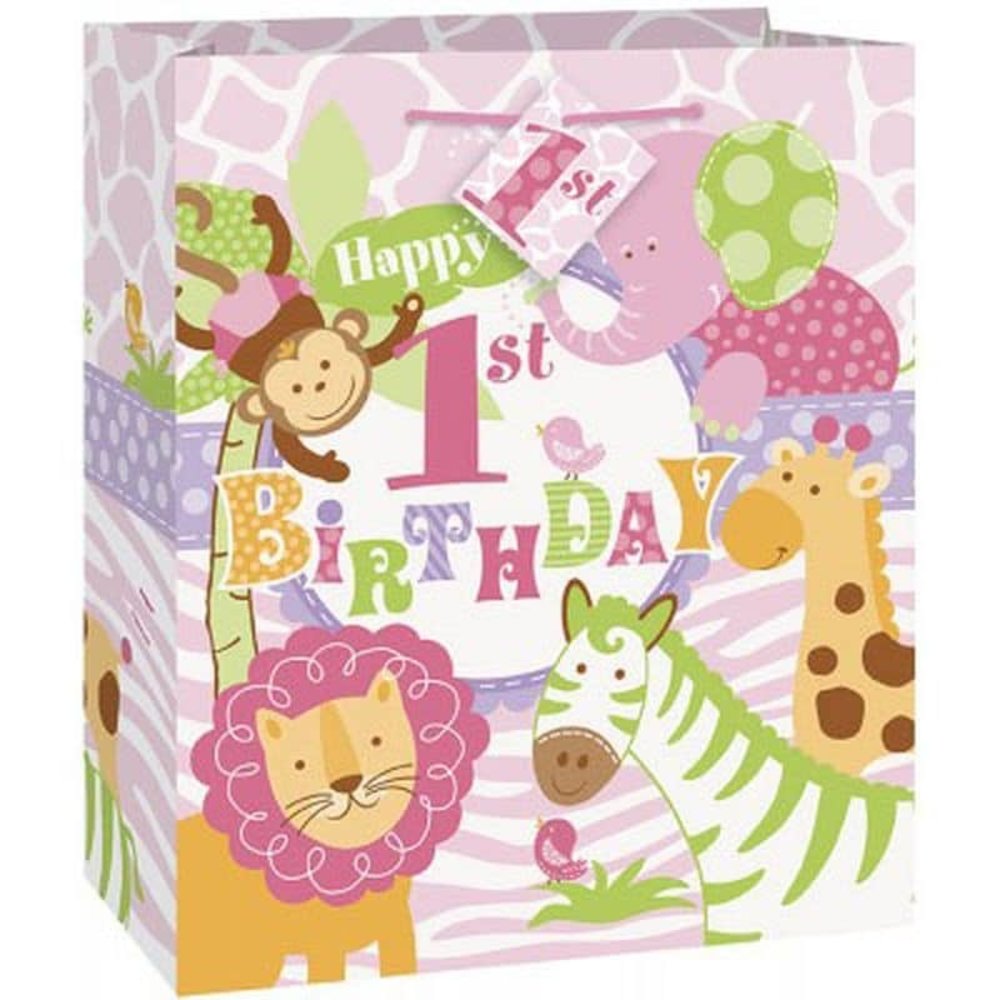 Amscan Gift bag Medium 1 year Safari Girl Amscan Gift bag Medium 1 year Safari Girl
