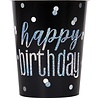 Unique Party Happy Birthday Becher, schwarz glitzernd, 266 ml | 8 Stück Unique Party Happy Birthday Becher, schwarz glitzernd, 266 ml | 8 Stück