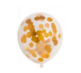 Transparent balloon with gold confetti | 6 pieces
