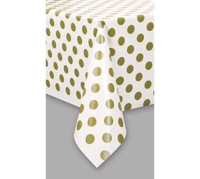 Unique Party White Tablecloth with Gold Dots 137x274cm | per piece