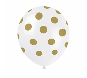 Unique Party White balloons with gold dots | 6 pieces