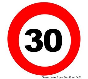 Folat Dessous de verre panneaux de signalisation routière 30 ans | 6 pièces