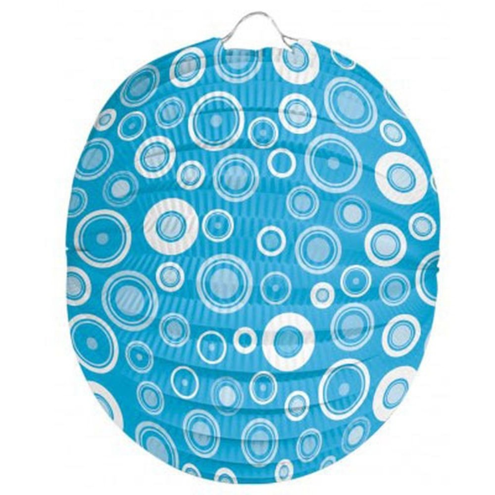 Folat Lampion Blauw met Cirkels 22cm | per stuk
