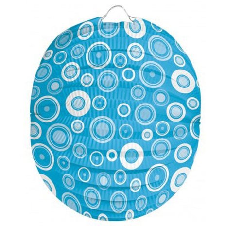 Folat Lampion Blauw met Cirkels 22cm | per stuk