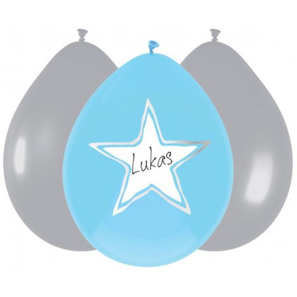 Haza - Witbaard Blaue Luftballons Junge mit beschreibbarem Stern | 6 Stück