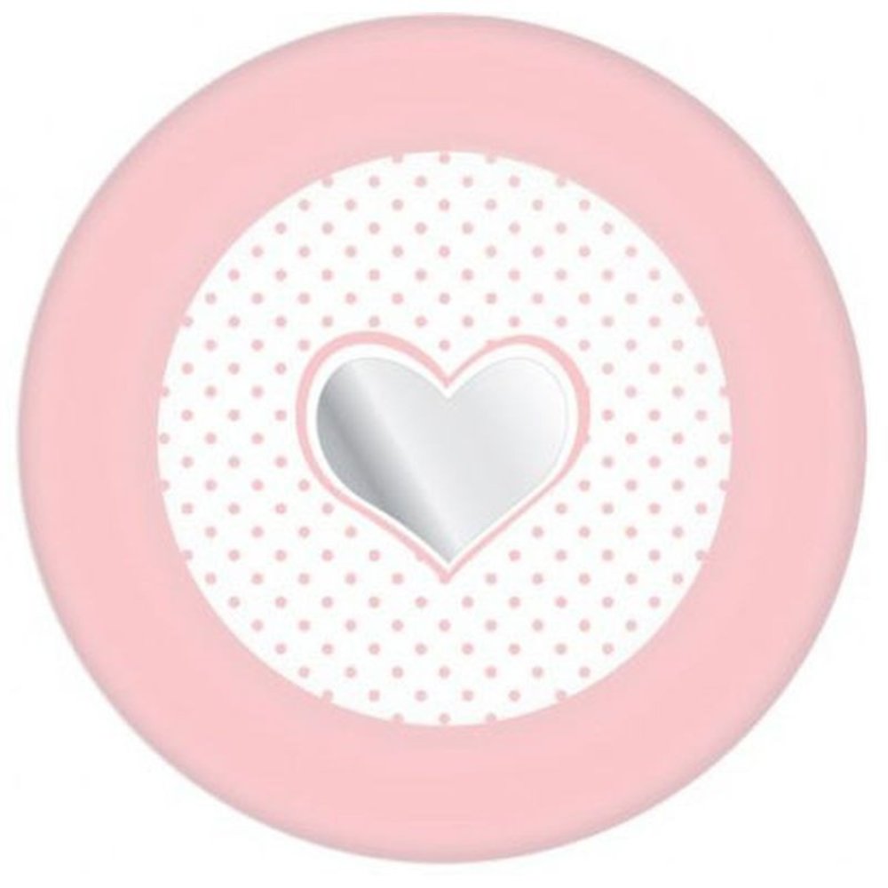 Assiette bébé fille avec cœur 18 cm | 8 pièces