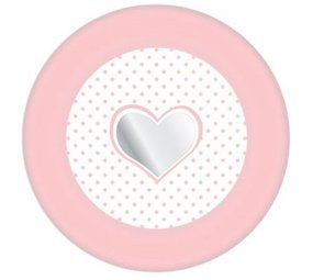 Assiette bébé fille avec cœur 18 cm | 8 pièces