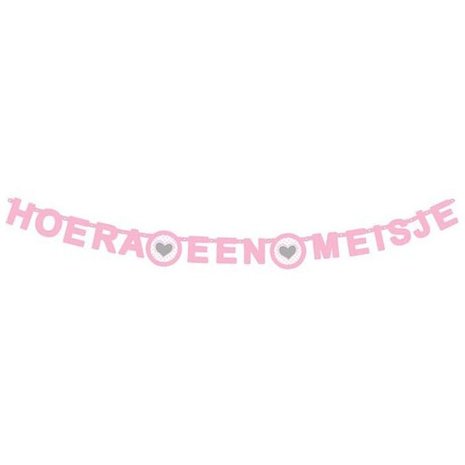 Haza - Witbaard Letterslinger Hoera een Meisje met Hart 185cm | per stuk