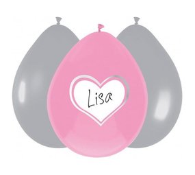 Haza - Witbaard Ballons roses en forme de cœur, personnalisables, 30 cm | Lot de 6