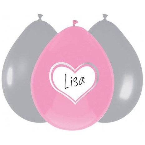 Haza - Witbaard Ballonnen Roze met Hart schrijfbaar 30cm | 6 stuks Haza - Witbaard Ballonnen Roze met Hart schrijfbaar 30cm | 6 stuks