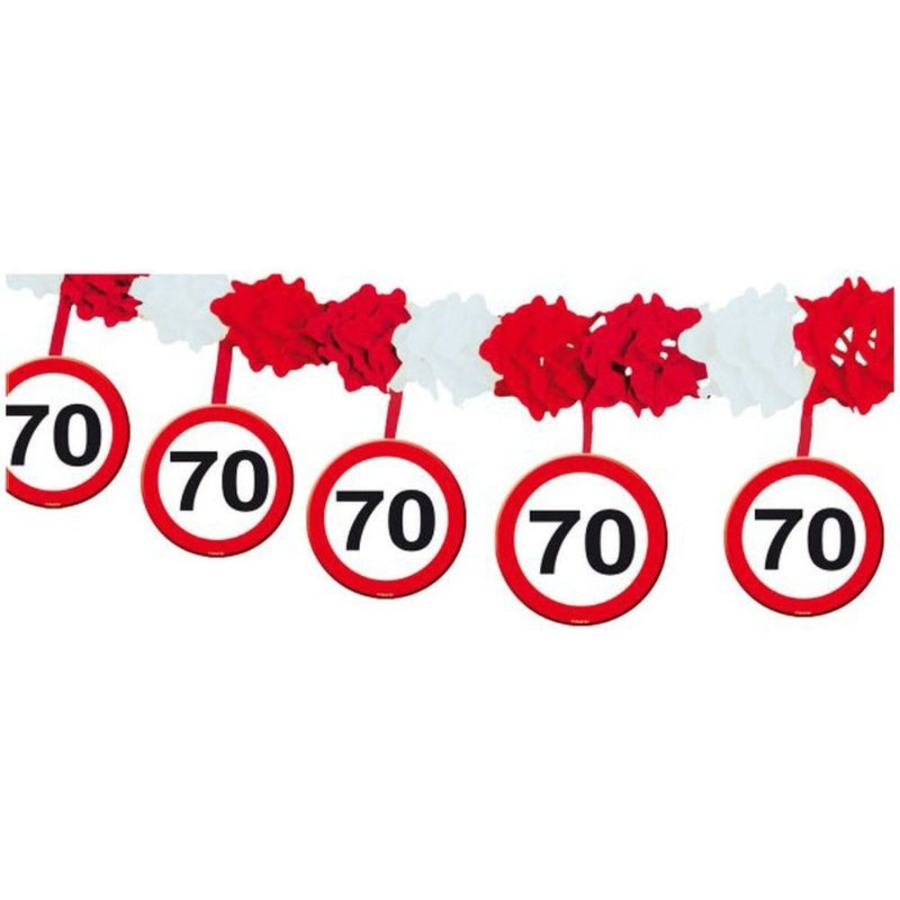 Folat 70 Years Traffic Sign Garland with Hanging Pendants 4 meters | per piece