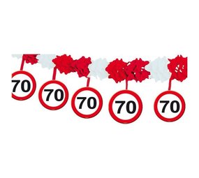 Folat Guirlande de panneaux de signalisation « 70 ans » avec pendentifs, 4 mètres | à l'unité