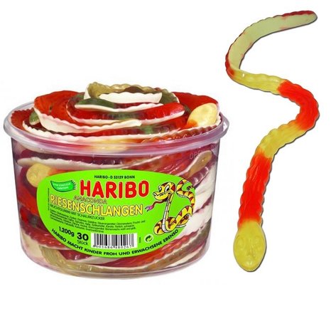 Haribo Snoep slangen | 30 stuks in silo Haribo Snoep slangen | 30 stuks in silo
